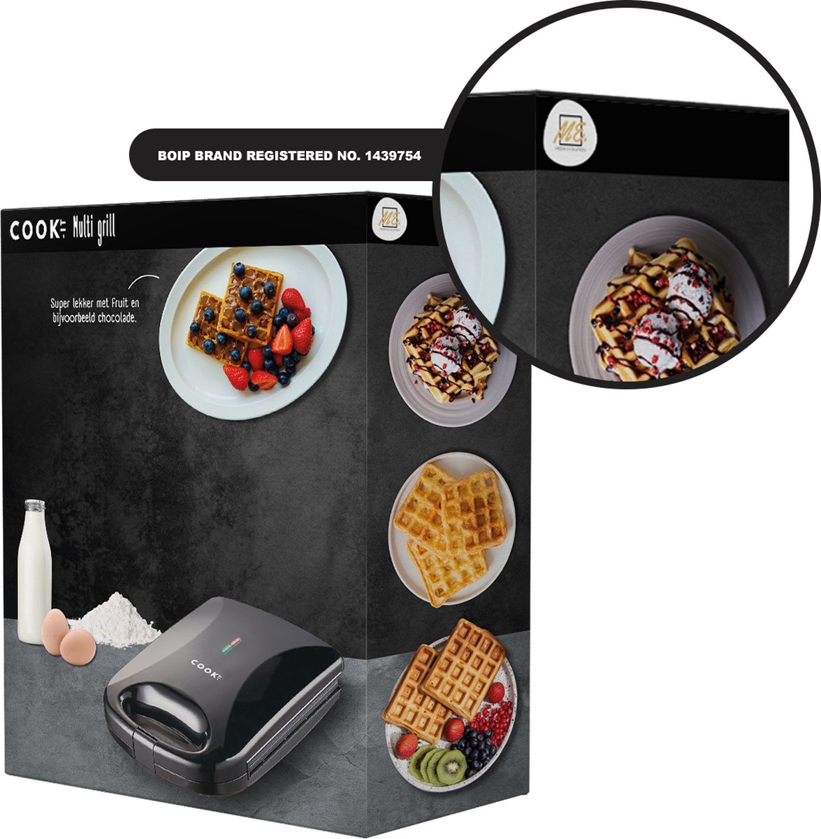 COOK-IT Wafelijzer - Bak vier wafels tegelijk, Waffle Party!