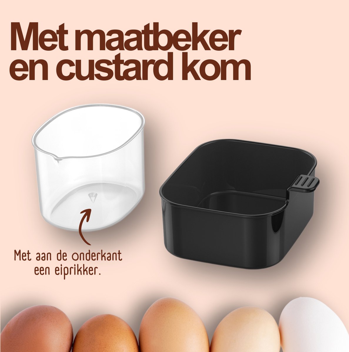 Eierkoker Elektrisch - Roestvrijstaal- Instelbare Timer - Plek voor 6 eieren