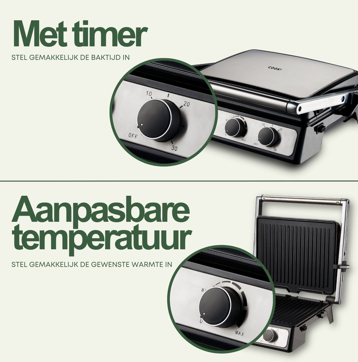 Tosti apparaat XL - Grill apparaat 180 °C - Uitneembare platen - Timer & Temperatuur Instelbaar