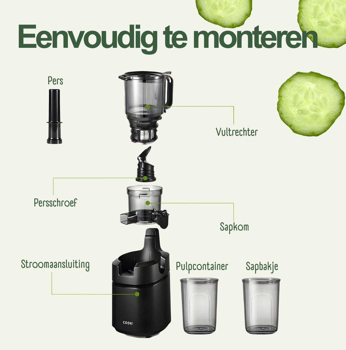 Slowjuicer XL - Anti Drup - Anti Oxidatie - Extra Sterk - XL Trechter