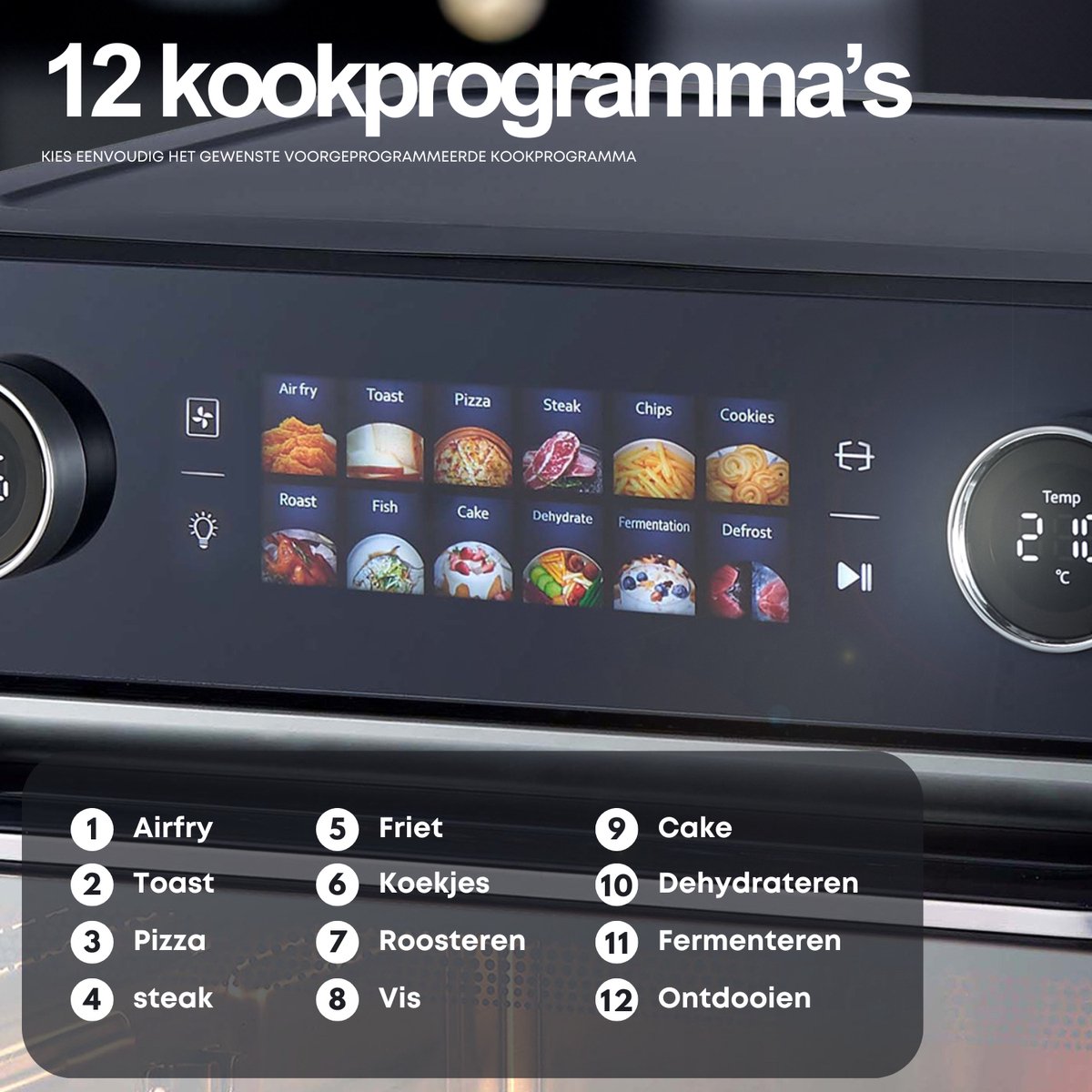 Airfryer Oven - 25L - 12 Programma's - 35 tot 230 Graden - Hetelucht friteuse - 2250W