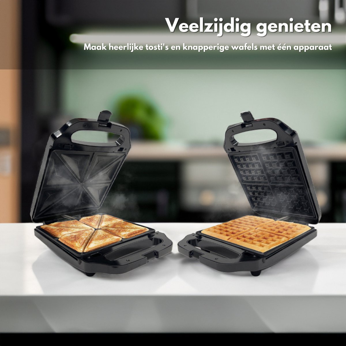 COOK-IT 3-in-1 Contact Grill XL - Tosti Apparaat - Wafel IJzer