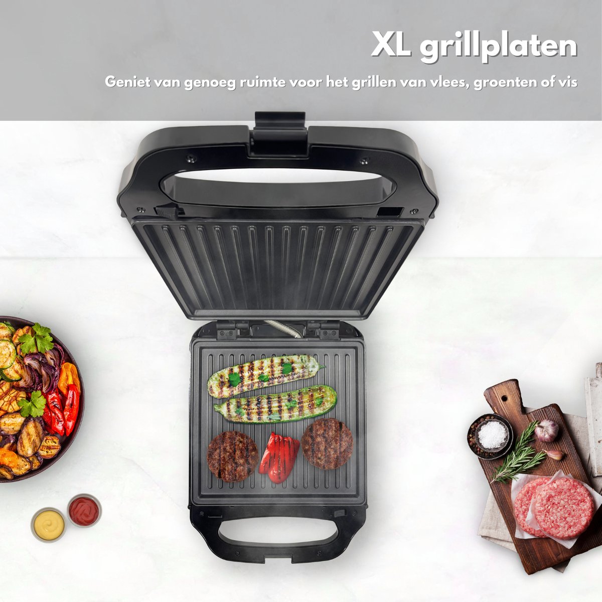 COOK-IT 3-in-1 Contact Grill XL - Tosti Apparaat - Wafel IJzer