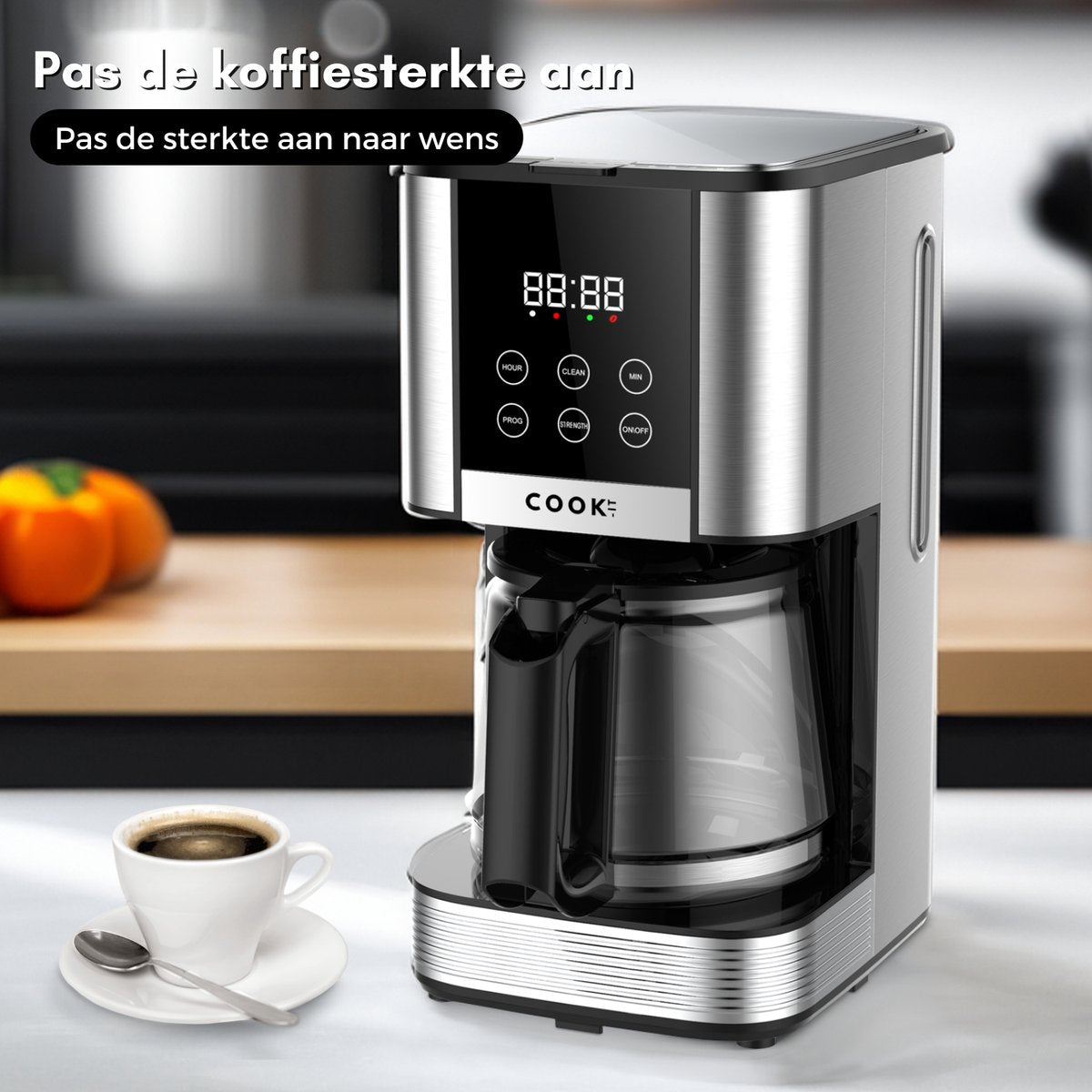 Koffiezetapparaat Filterkoffie - Coffee Machine - 1.5L Glazen Kan - Timer - Digitaal display - Warmhoudplaat