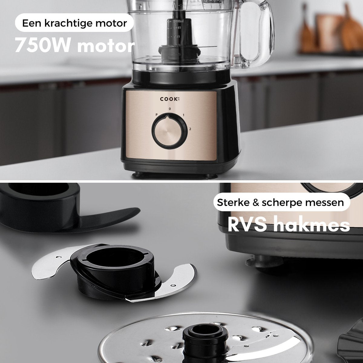 6-1 Foodprocessor en Blender - 2L Hakmolen - Luxe Keukenmachine