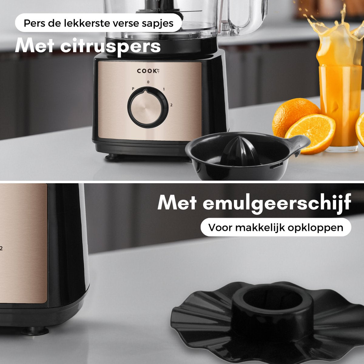 6-1 Foodprocessor en Blender - 2L Hakmolen - Luxe Keukenmachine