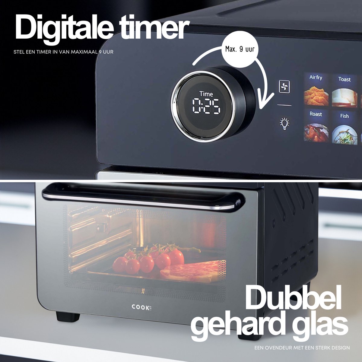 Airfryer Oven - 25L - 12 Programma's - 35 tot 230 Graden - Hetelucht friteuse - 2250W