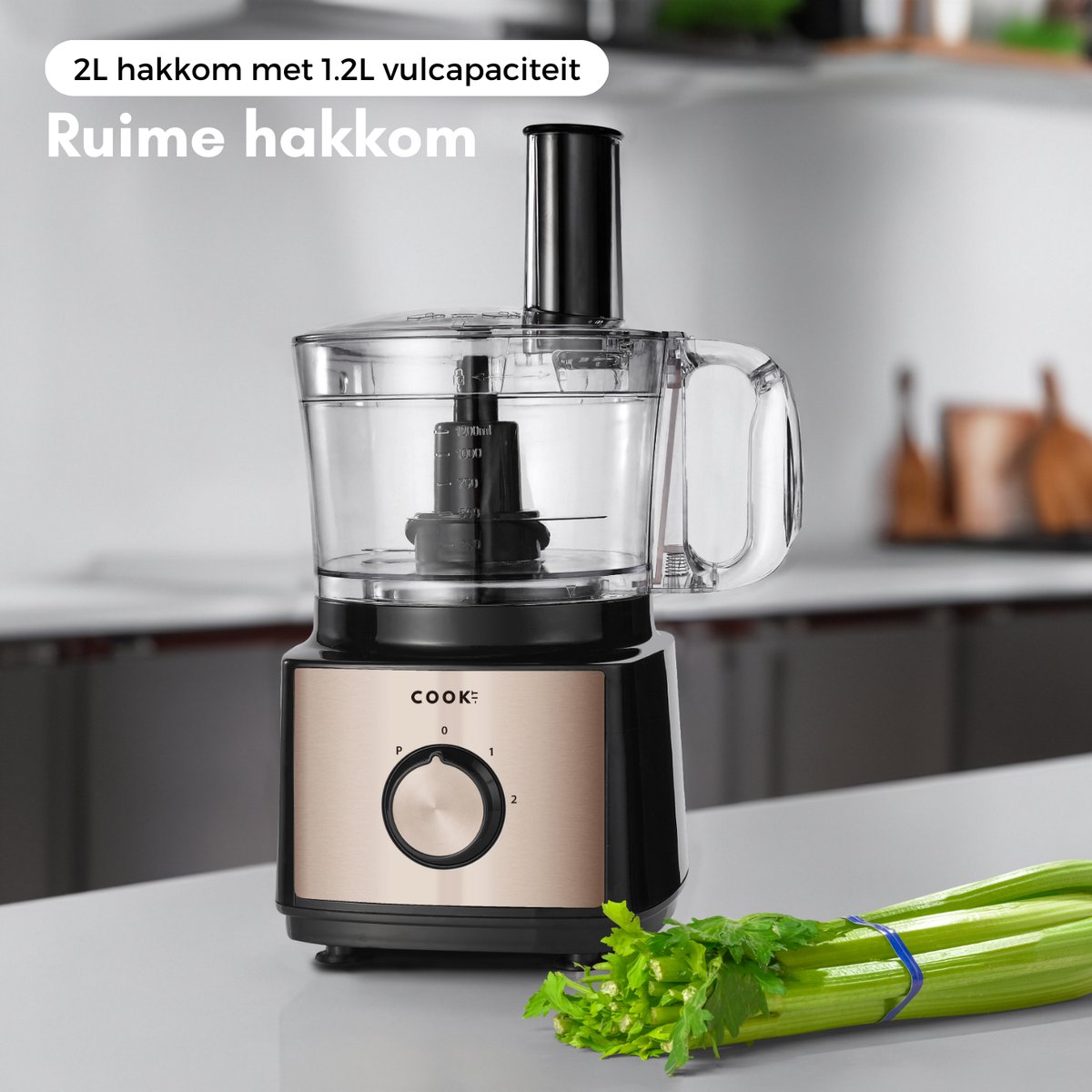 6-1 Foodprocessor en Blender - 2L Hakmolen - Luxe Keukenmachine