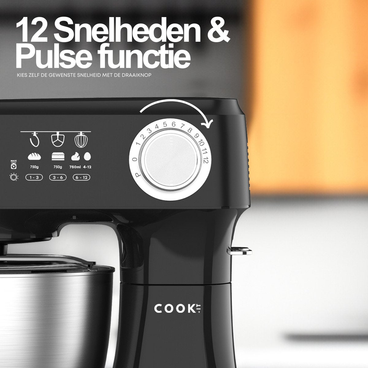 Keukenmachine - Keukenrobot - Foodprocessor met 12 Standen - Keukenmixer met RVS kom - 3.5L