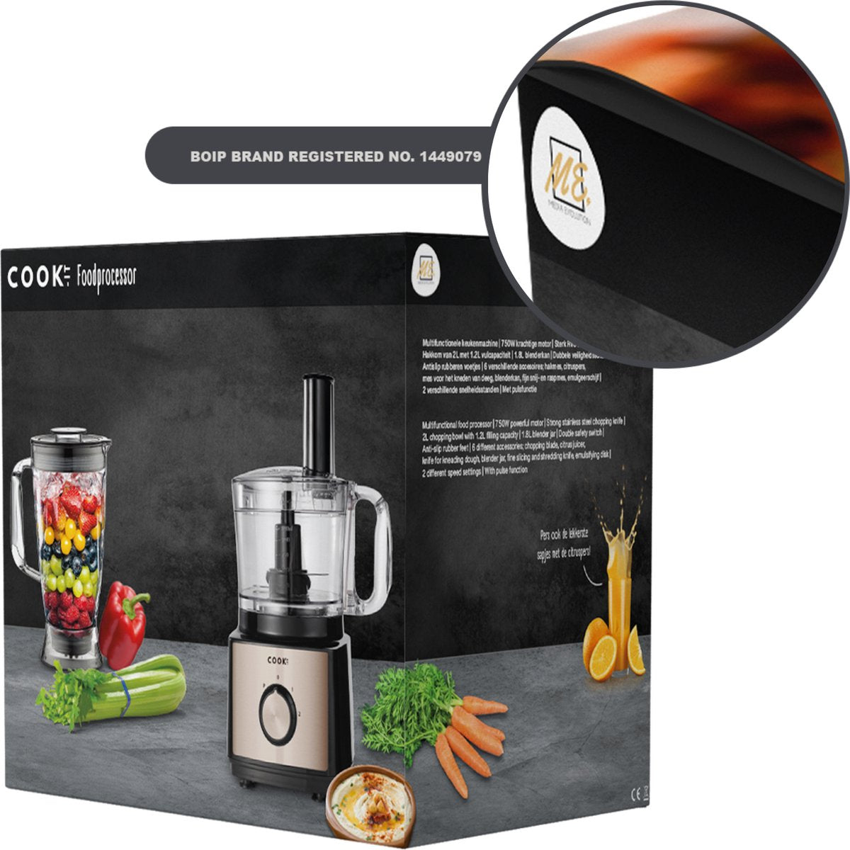 6-1 Foodprocessor en Blender - 2L Hakmolen - Luxe Keukenmachine