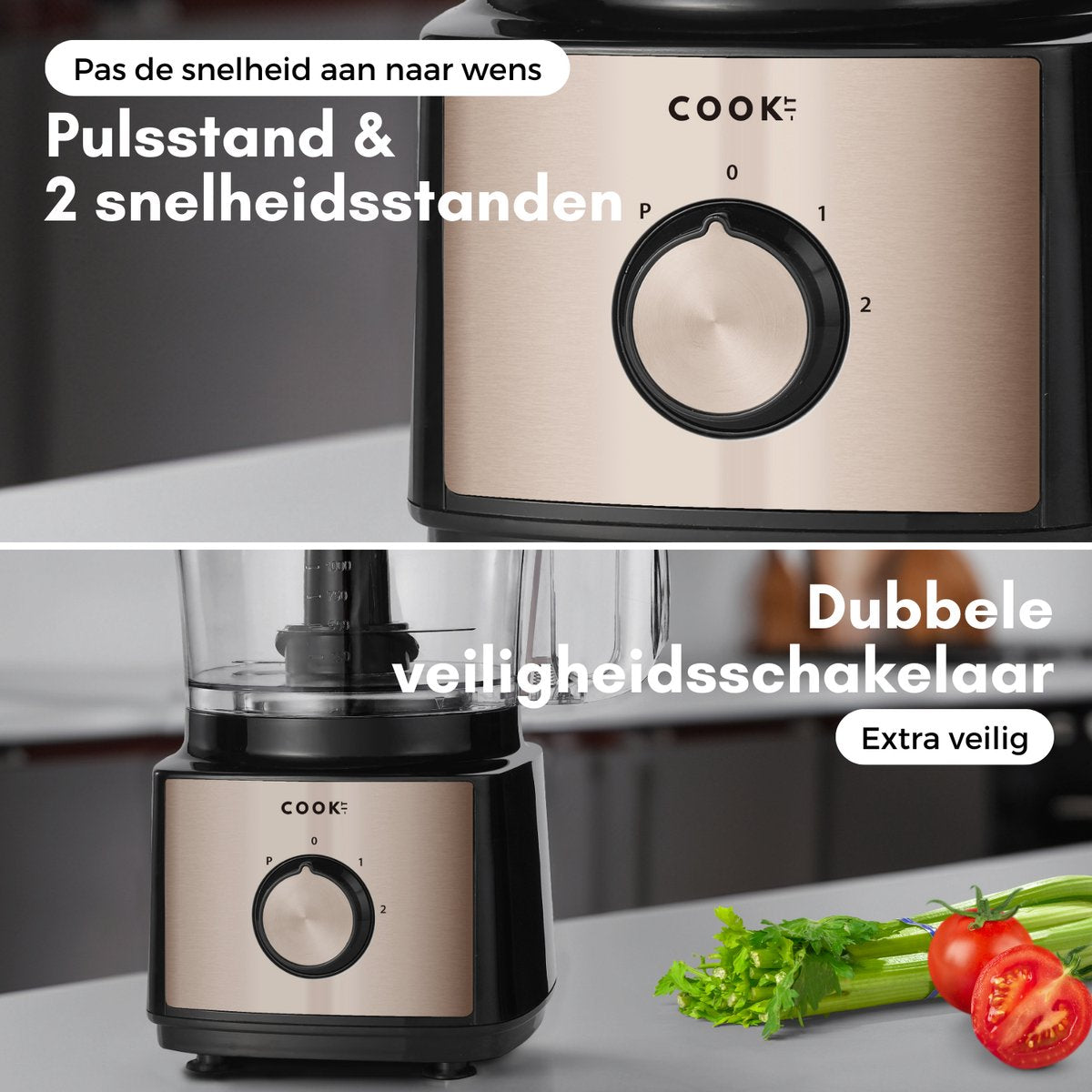 6-1 Foodprocessor en Blender - 2L Hakmolen - Luxe Keukenmachine