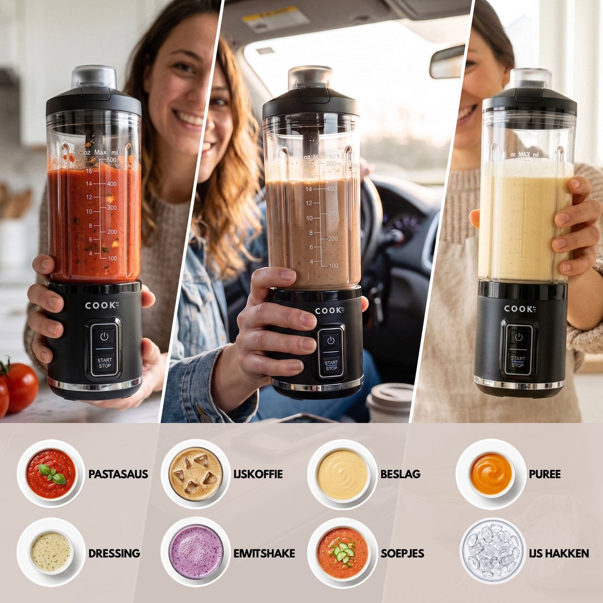 COOK-IT Draadloze Blender 500 ml