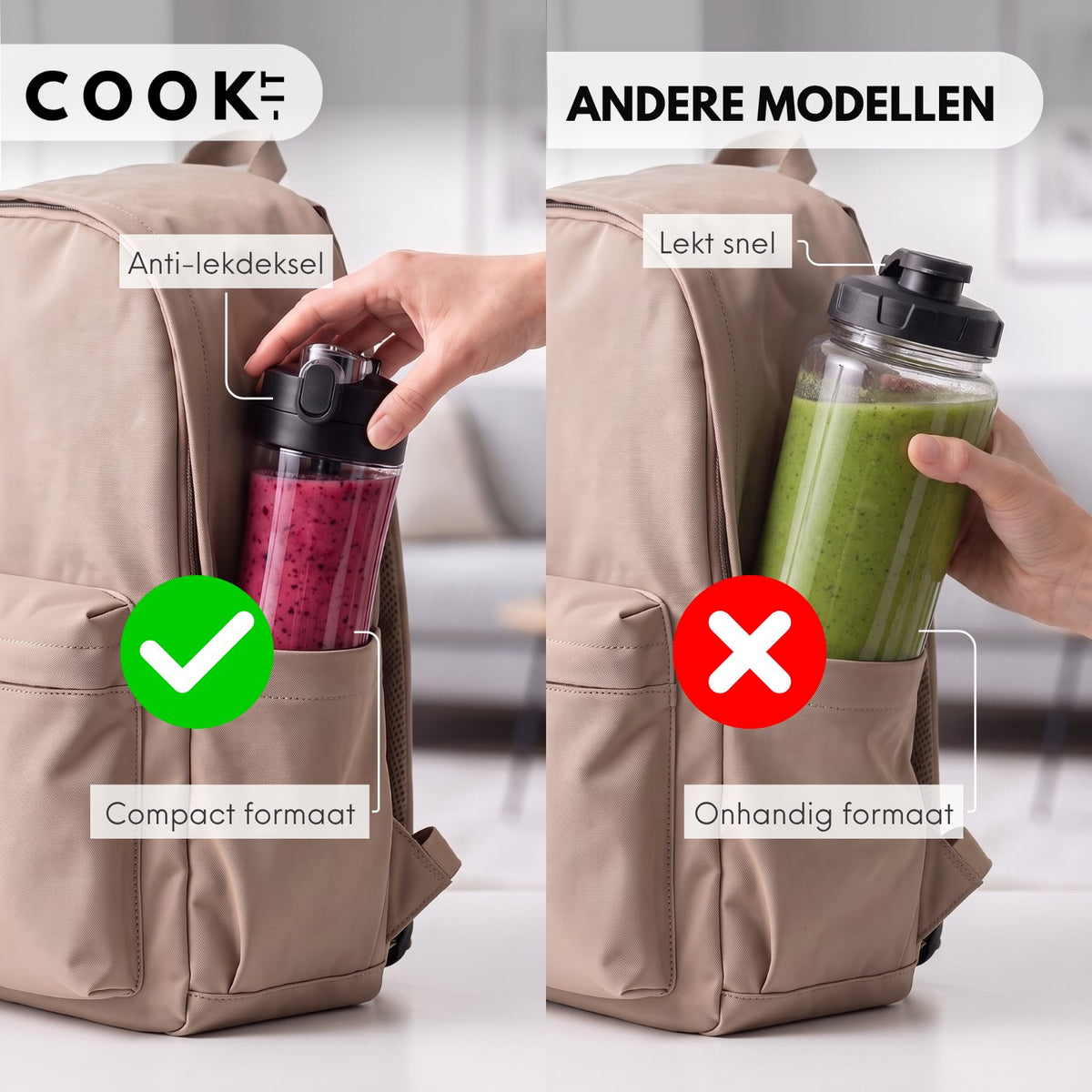 COOK-IT Draadloze Smoothie Blender 380 ml