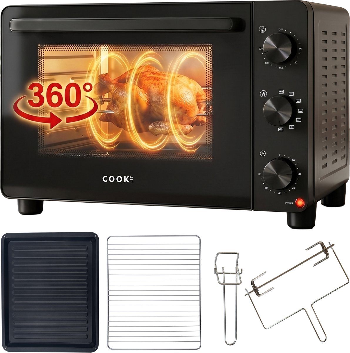 COOK-IT Vrijstaande Oven 46L met draaispit