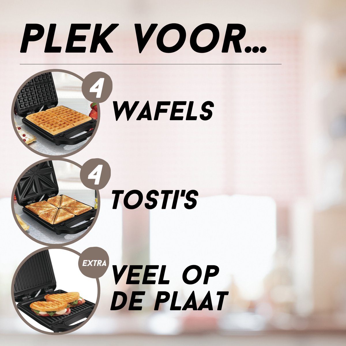 COOK-IT 3 in 1 - Veelzijdig snackapparaat met drie verwisselbare platen