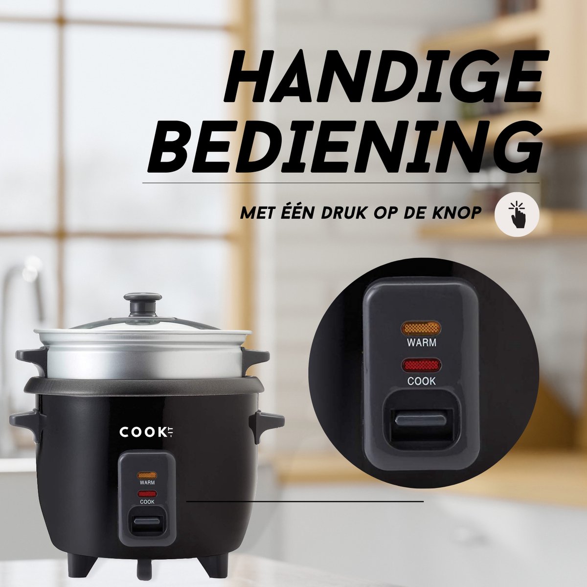 COOK-IT Rijstkoker met Stomer 1.5L - Rijst voor het hele gezin!