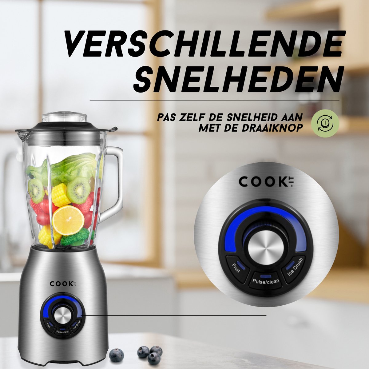 COOK-IT Power Blender - Krachtpatser voor in de keuken