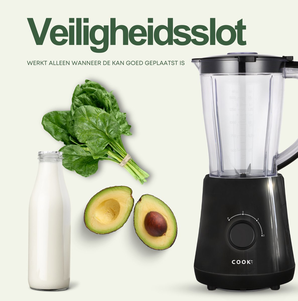 COOK-IT Blender - 1.5 Liter - Smoothie Maker - 500W