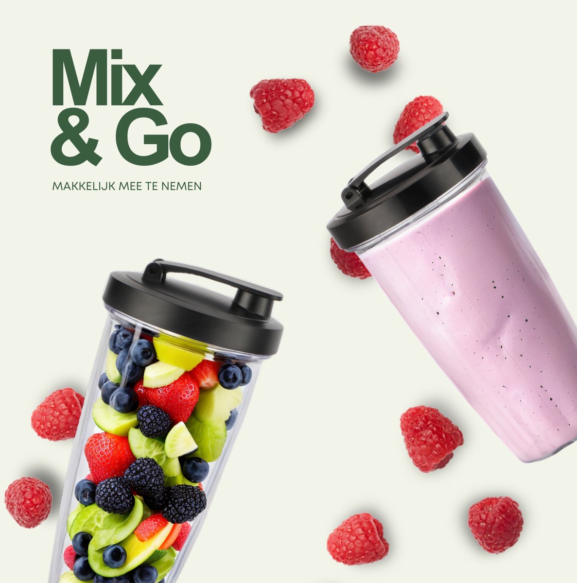 Smoothie Maker Pro - Blender To Go - Twee Drinkbekers - 3 Standen - Zwart