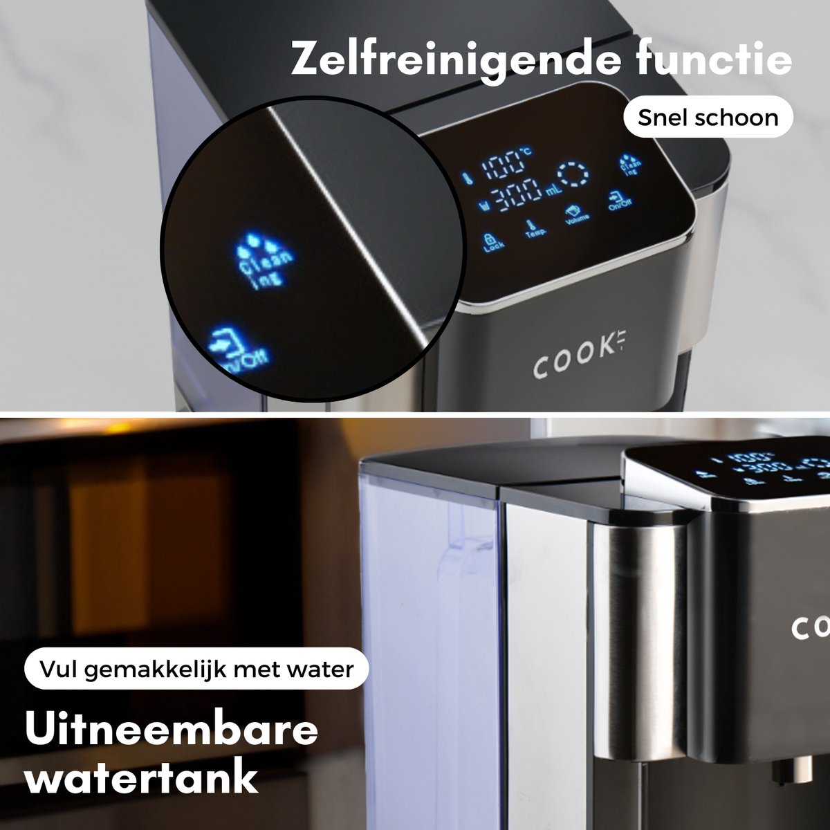 COOK-IT Heetwaterdispenser 4L – Digitaal Display & Instelbare Temperatuur