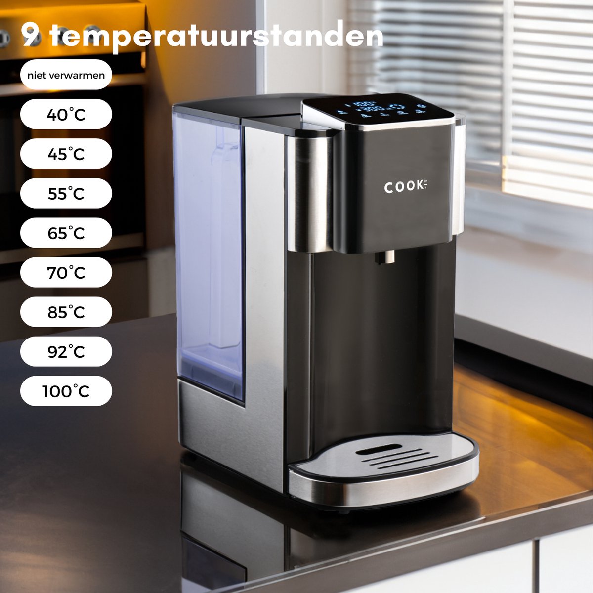 COOK-IT Heetwaterdispenser 4L – Digitaal Display & Instelbare Temperatuur