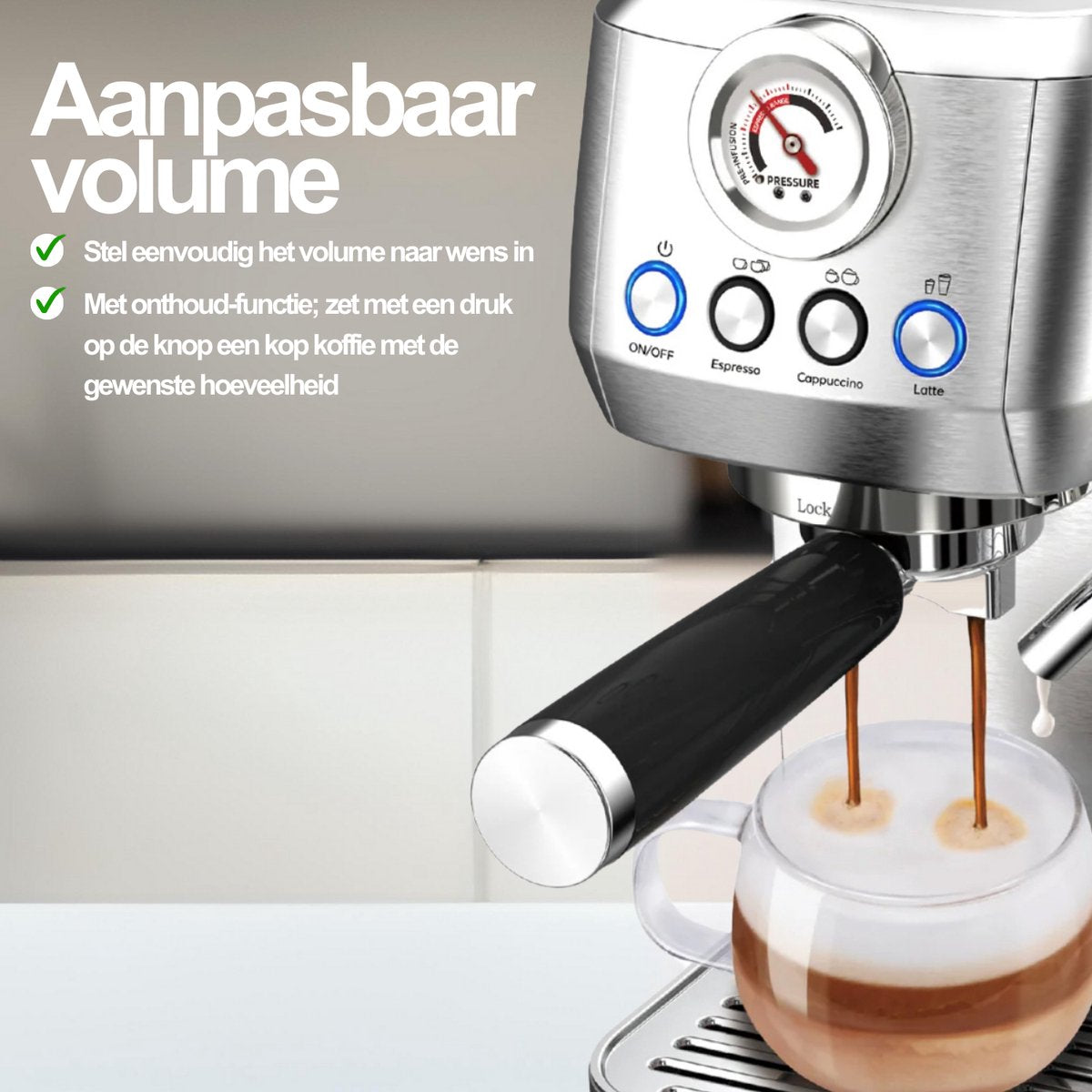 Espressomachine 20 Bar - Koffiemachine met Automatische Melkopschuimer - Pistonmachine Cappuccino & Latte - Italiaanse pomp - Vol RvS