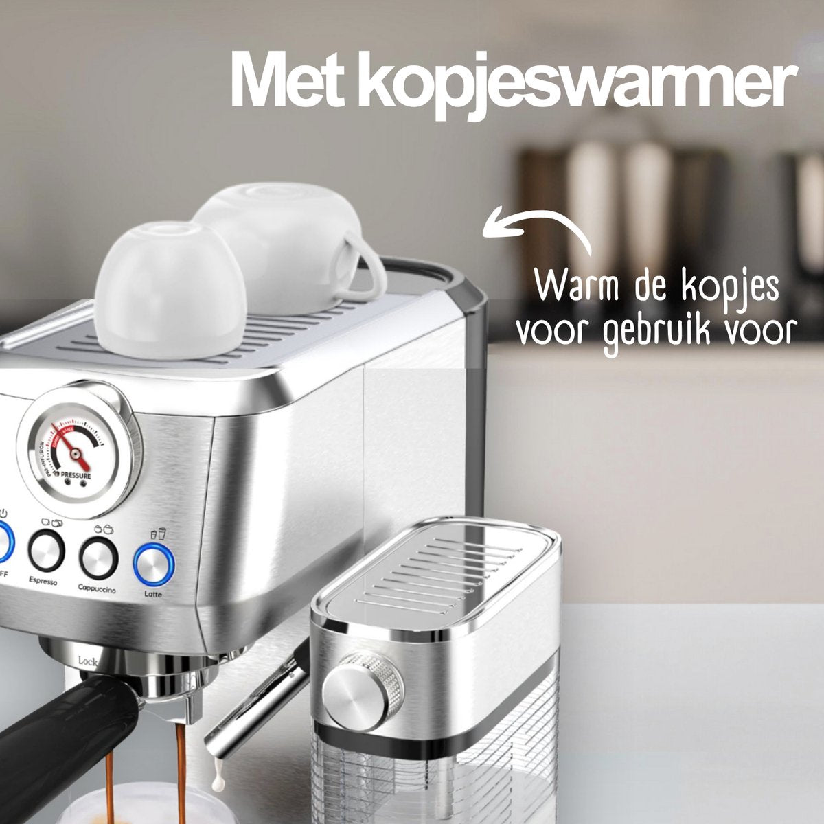 Espressomachine 20 Bar - Koffiemachine met Automatische Melkopschuimer - Pistonmachine Cappuccino & Latte - Italiaanse pomp - Vol RvS