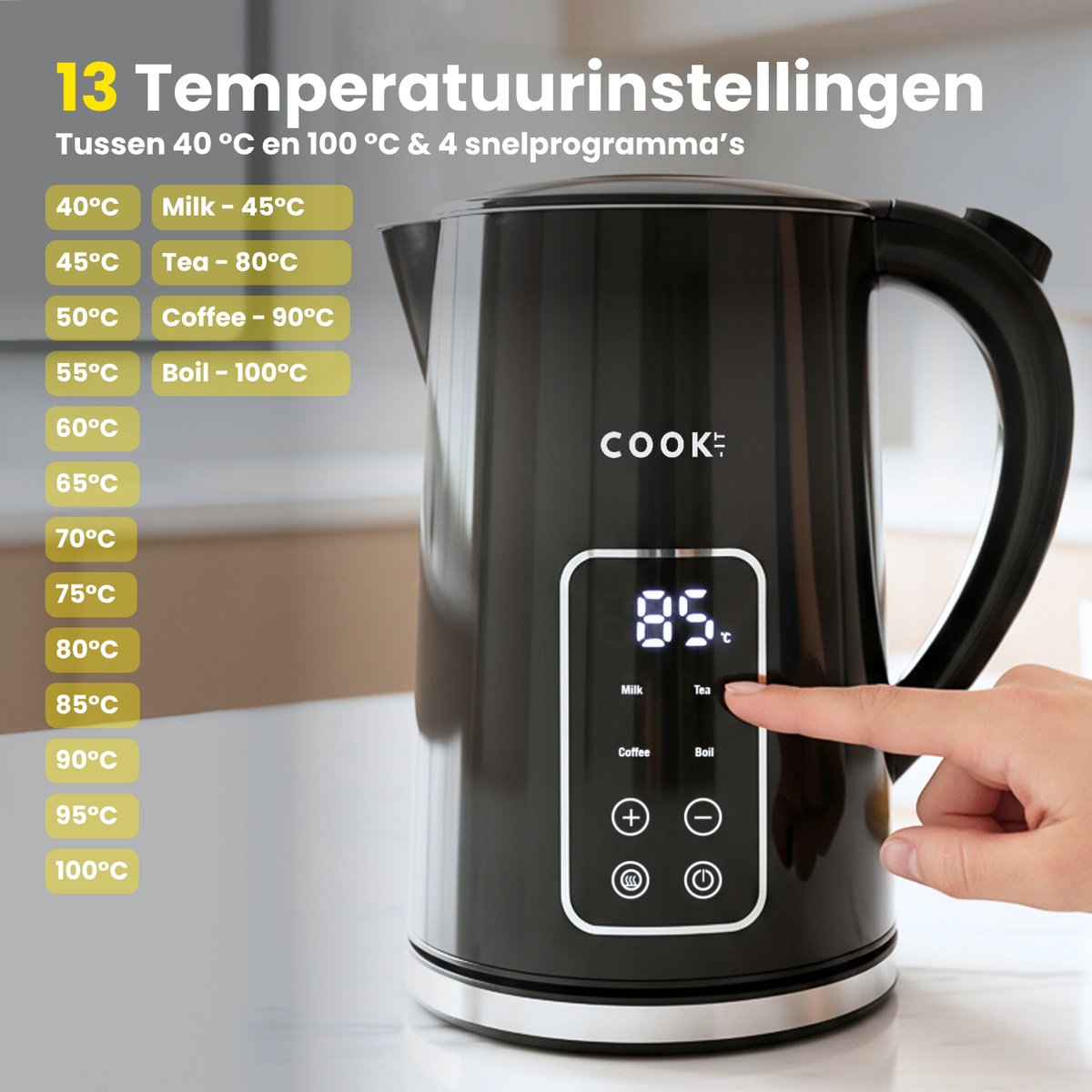 COOK-IT Digitale Waterkoker 1,7 liter