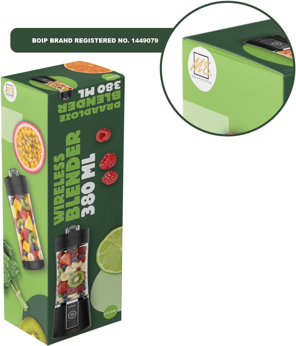 COOK-IT Draadloze Smoothie Blender 380 ml