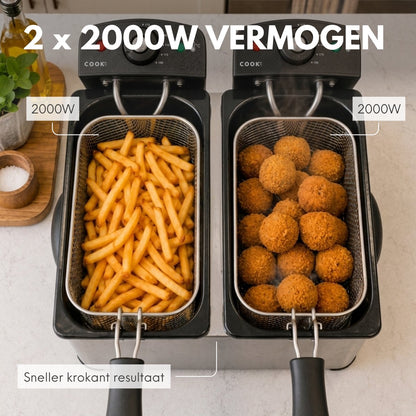 COOK-IT Dubbele Frituurpan 2 x 3 liter