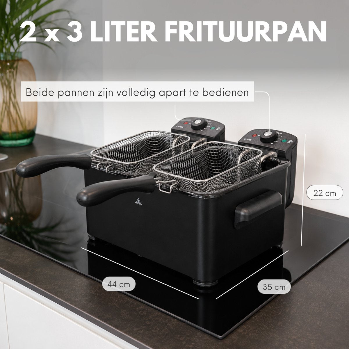 COOK-IT Dubbele Frituurpan 2 x 3 liter