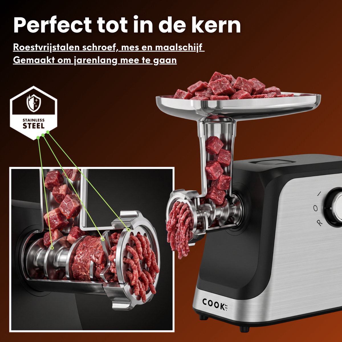 COOK-IT Elektrische Vleesmolen PRO