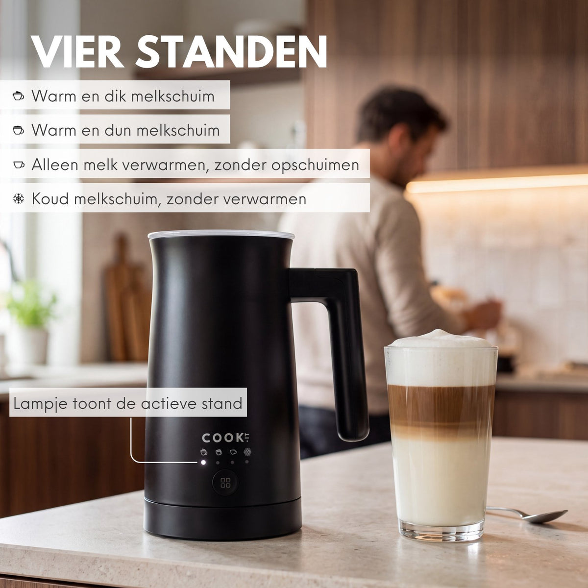 COOK-IT Elektrische Melkopschuimer 4 standen