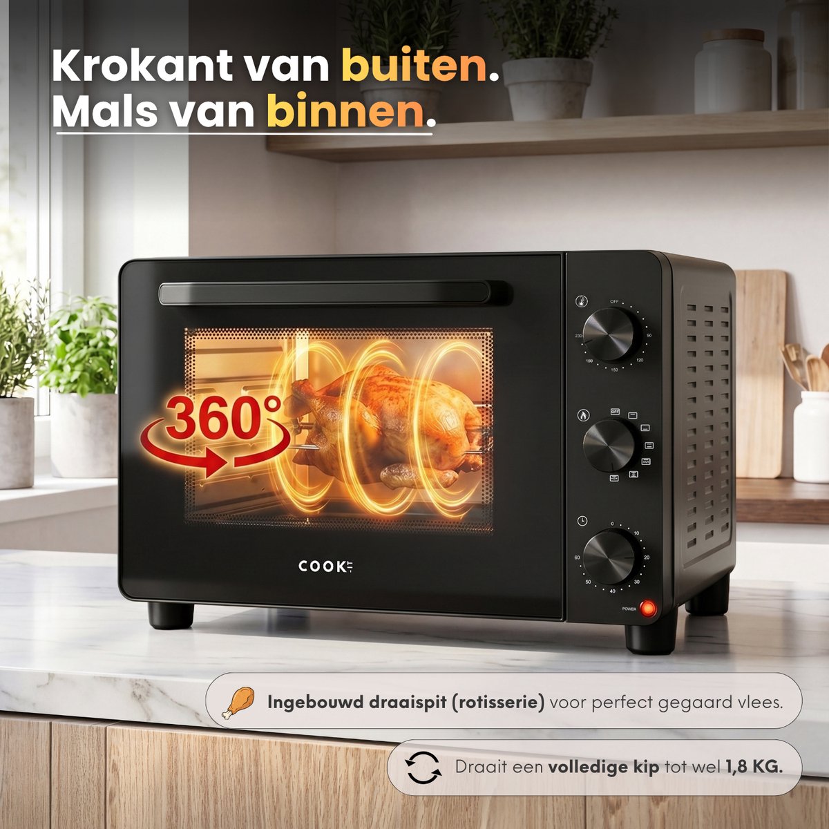 COOK-IT Vrijstaande Oven 46L met draaispit