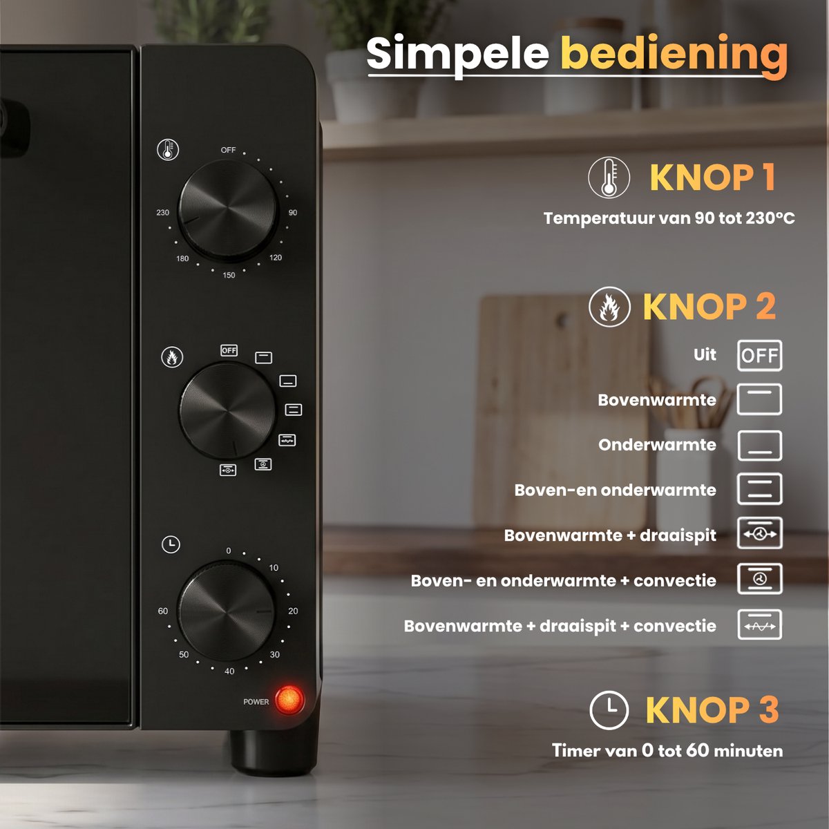 COOK-IT Vrijstaande Oven 46L met draaispit
