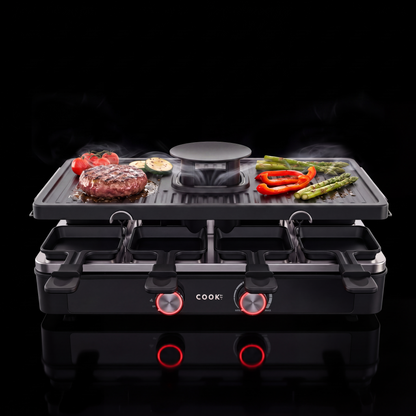 COOK-IT Gourmetstel met Afzuiging – 8 Gourmetpannetjes – 1400W – Regelbare Temperatuur