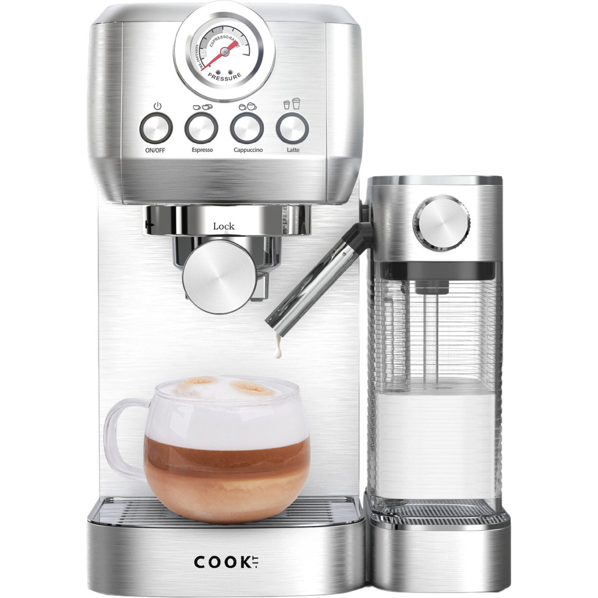 Espressomachine 20 Bar - Koffiemachine met Automatische Melkopschuimer - Pistonmachine Cappuccino & Latte - Italiaanse pomp - Vol RvS
